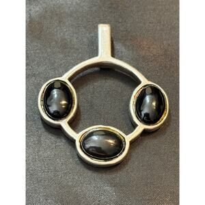 Large Onyx Sterling Silver Pendant 2.25" Modernist Statement